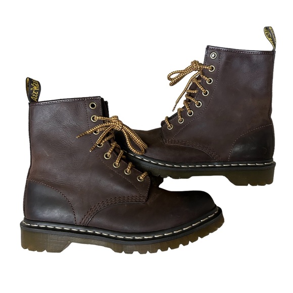 Dr. Martens Shoes - Dr Martens 1460 Commander Combat Boots Women's 8 Brown Leather Lace Up EUC